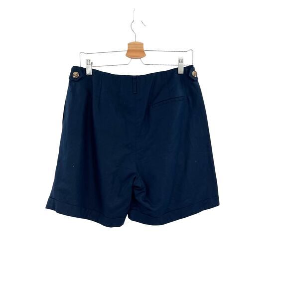 J. Mclaughlin Ebba Shorts Linen Blend Twill Pleated Navy Blue Size US 8 - Picture 6 of 12